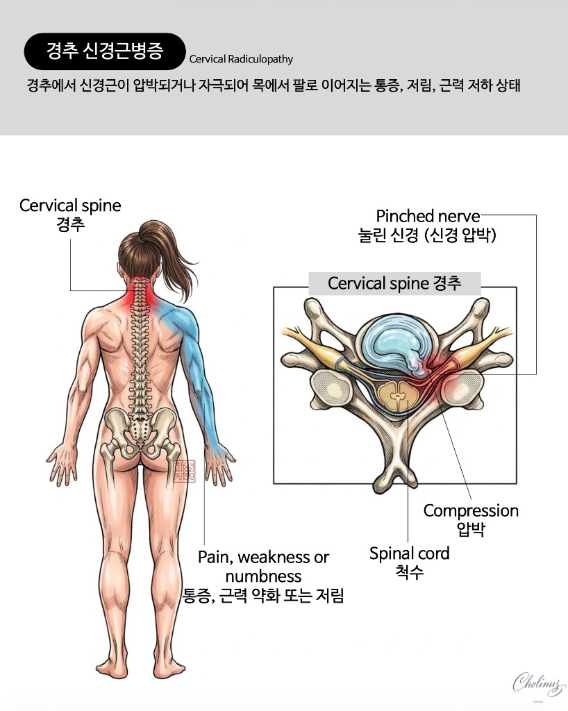 경추 신경근병증 해부도