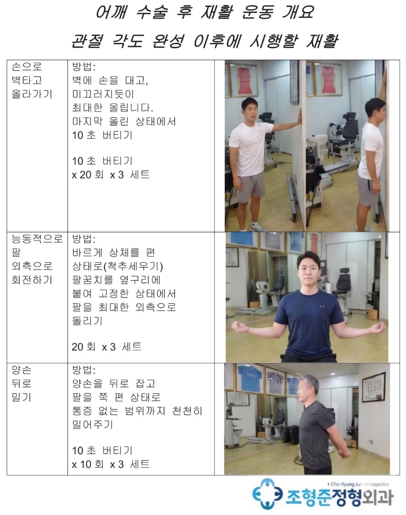 관절 각도 완성 이후에 시행할 재활